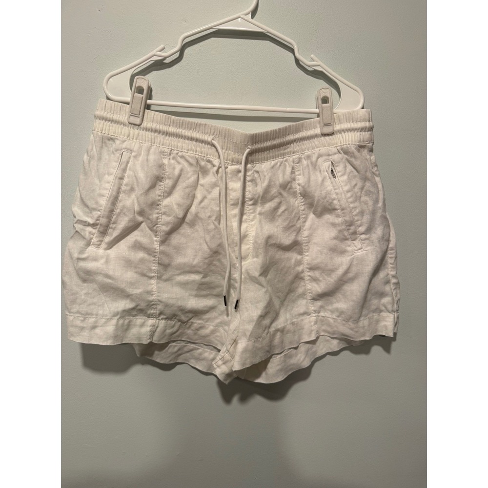 Athleta Womens White Linen Drawstring Shorts Size 14 Old Money Preppy Classic